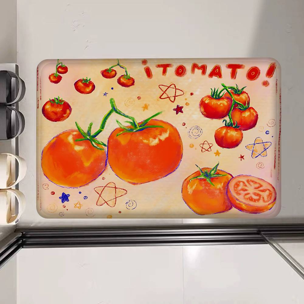 Cartoon Tomato Pattern Entrance Door Mat Nordic Style Home Doormat Bathroom-Toilet Mats Bedroom Hotel Decor Mat