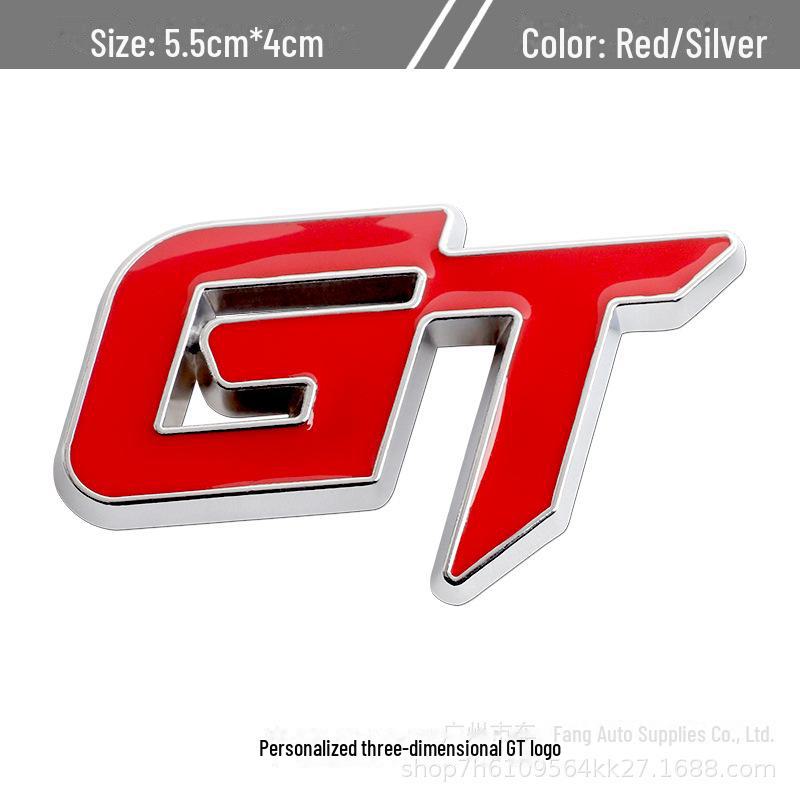 GT Car Stickers: Metal Grille Decoration, Tail & Side Labels. Creative Exterior Mods.