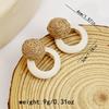 Vintage Wooden Beaded Long Drop Earrings For Women Bohemia Handmade Geometric Wood Earring Pendant Jewelry