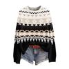 Women's Soft Printed Neck Long Sleeve Sweater for Fall and Winter