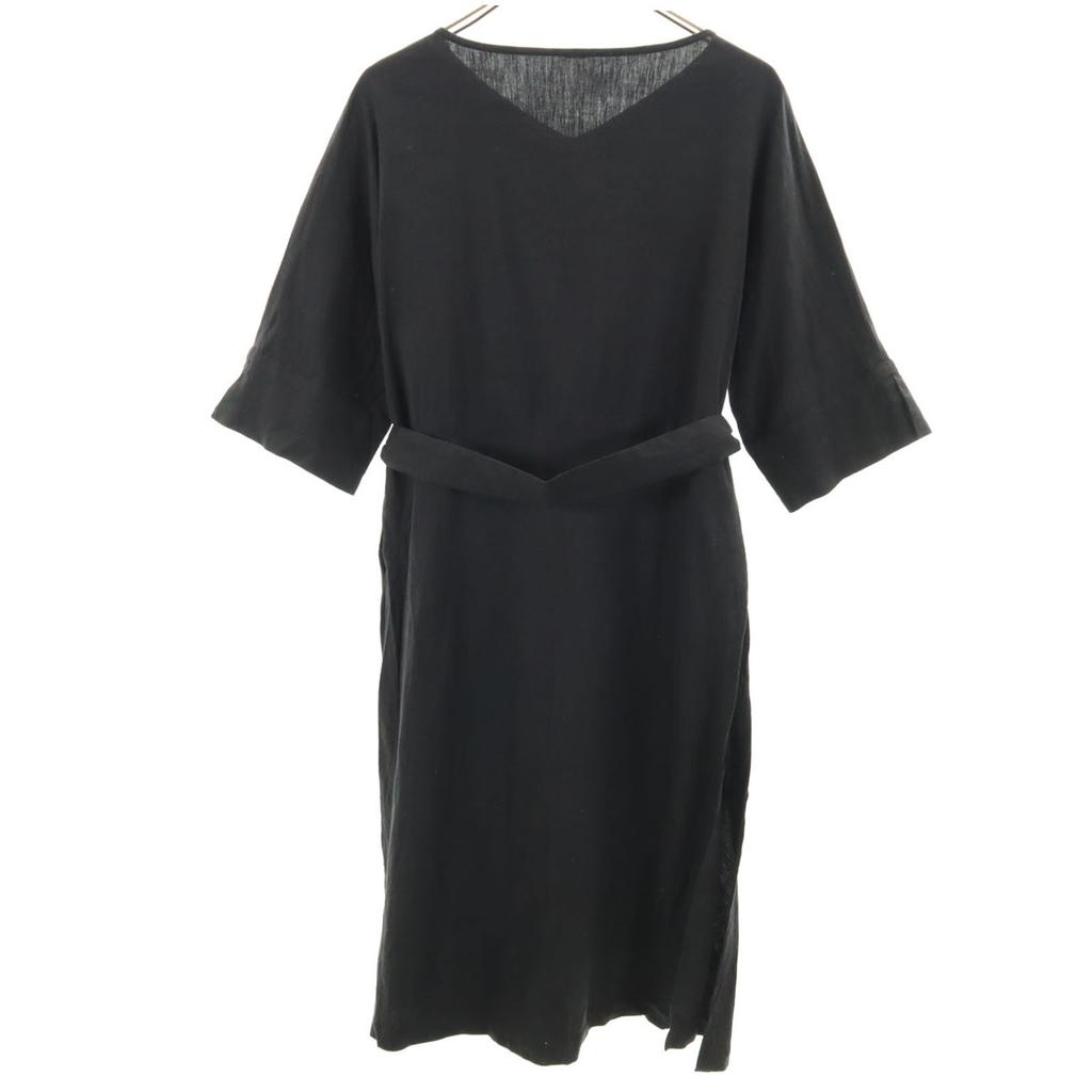 Mila Owen Linen Blend 7 minutes sleeve V neck one piece 0 black Women Used