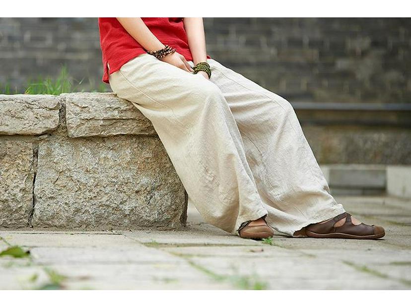 2023 Six-Color Japanese Style Cotton Linen Lantern Pants - Women's Plus Size Elastic Waist Casual Long Pants for Zen Meditation