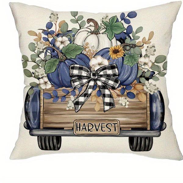 

Домашний Декор Синие Тыквы И Осенние Элементы Наволочки с Рисунком Чехол для Подушки Подходит Для Дивана Спальни Автомобиля Наволочка 40x40cm