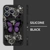Wrist Strap Lanyard TPU Phone Case For iPhone 17 16 15 Pro Max 13 14 Pro Max 17e 16e 11 Purple Butterfly Soft Silicone Cover