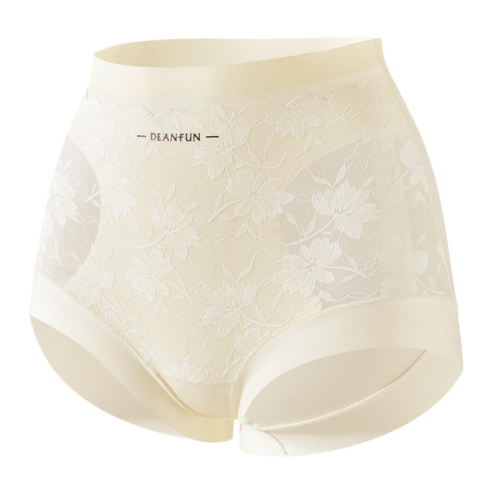 

High Waist Tummy Control Panties Mesh Flower Underwear for Women Fashion Hip Lifter Briefs Women L бежевий