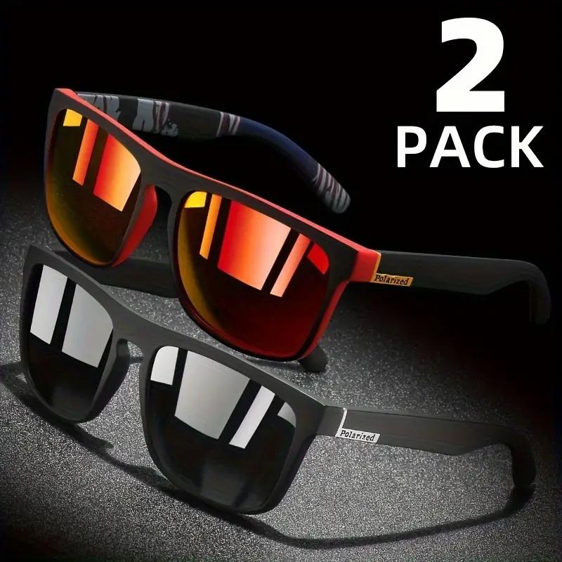 

2pairs, Classic Trendy Square Polarized Fashion For Men Women Couple Outdoor Sports Party Vacation Travel Driving Fishing Suppli