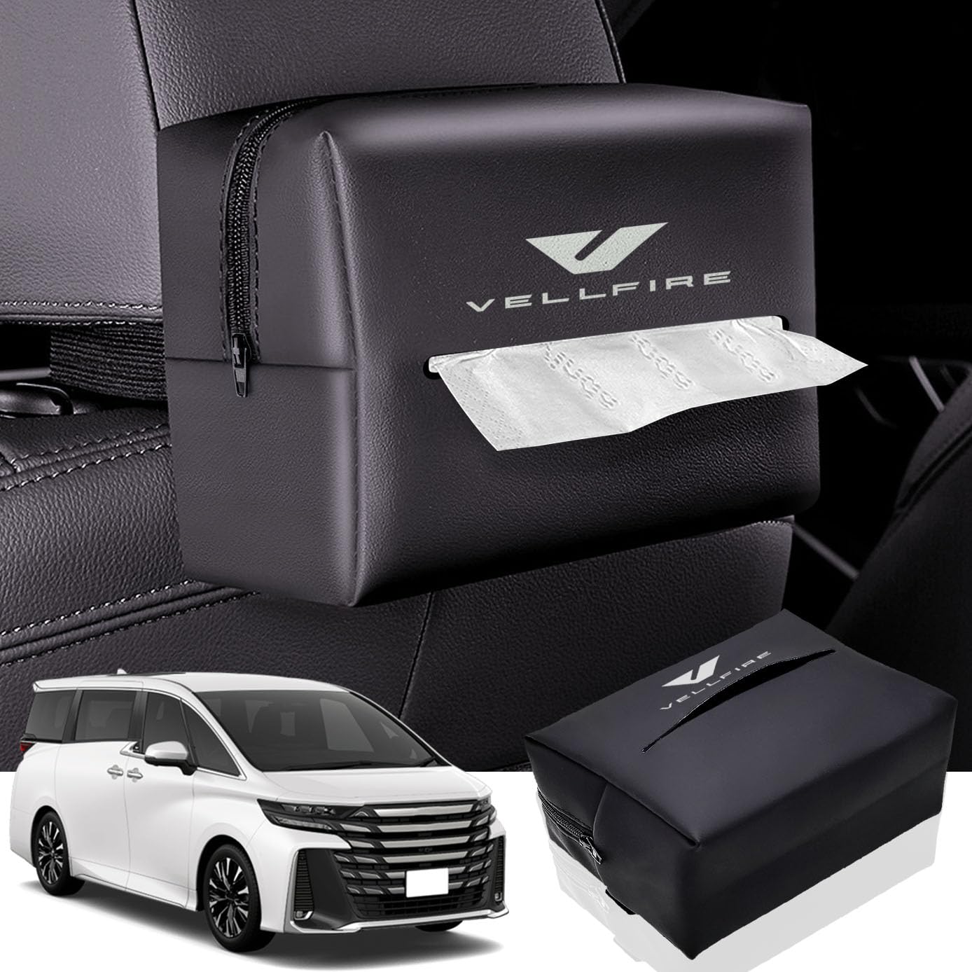 

HUDIY Car Tissue Case for New Vellfire 40 Series Car Tissue Holder Leather Material 18cm*12.5cm*9cm