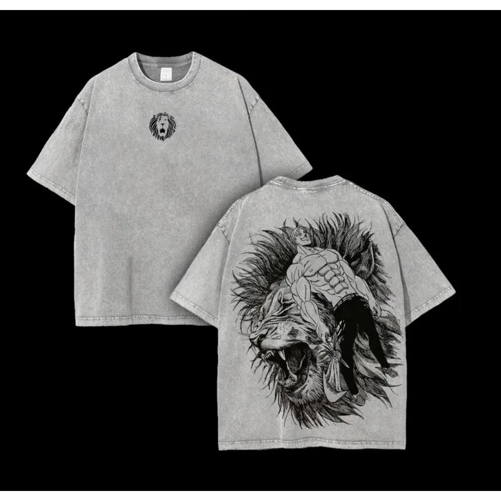 

Футболка с принтом Эсканора из Семи смертных грехов, мужская, ретро, выстиранная, оверсайз, из хлопка, с коротким рукавом, одежда, футболка Харадзюку XXL серый