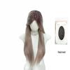 KuKu Princess Milk Tea Grey Middle Part Lace Wig - Women's Long Straight Hair Wig