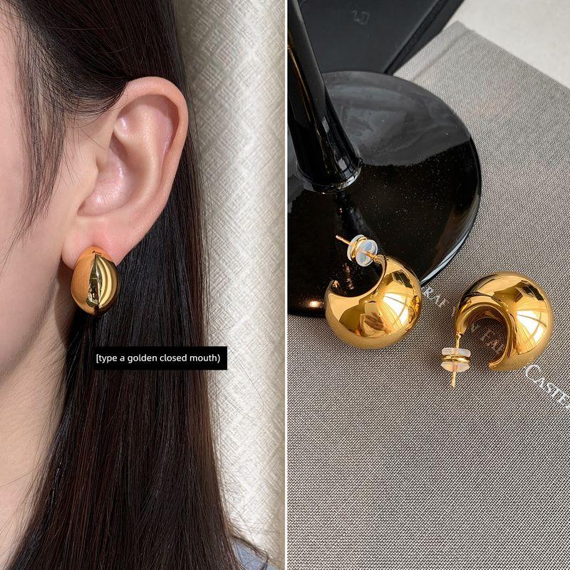 Accessible Luxury Best Selling Metal Silver Female Elegant Stud Earring Water Drop Option A: Gold Finish
