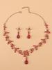 3 Pieces of Women's Fashion Trend Claw Chain Series Red Water Drop Earrings with Necklace Jewelry Set, Banquet and Party Accesso