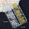 6 Grids Punk Nail Rivets Silver Gold Black Mixed Size Metal Bead Studs Round Cone Nail Art Charms Nail Parts DIY Decoration