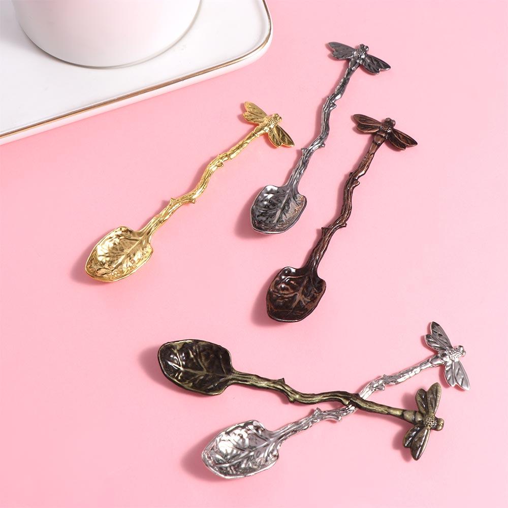 Zinc Zinc Zinc Alloy Dessert Spoon Vintage Teaspoon Stirring Spoon Dragonfly Coffee Spoon  Pudding