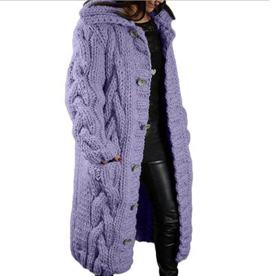 Women's Autumn Winter Long Sleeve Knitted Cardigan Coat Casual Streetwear Hooded Sweater Coat Plus Size 5XL