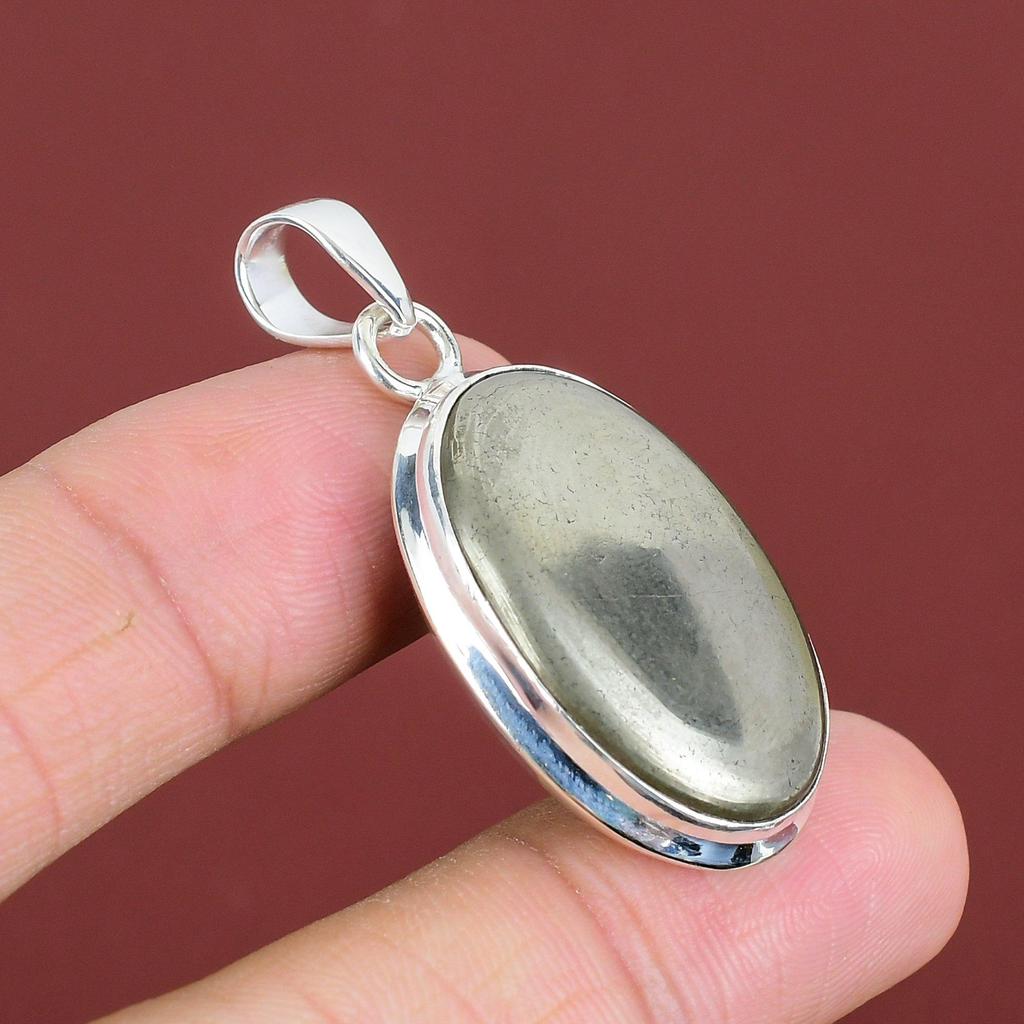 Pyrite Pendant 925 Sterling Silver Pendant Handmade Gemstone Pendant Original Pyrite Jewelry Statement Pendant Engagement Gifts Boho Jewelry