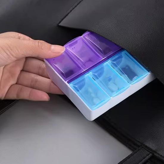 7 Day Weekly AM PM Pill Organizer Large Pill Box with 14 Compartments Twice Daily Medication Supplement Case