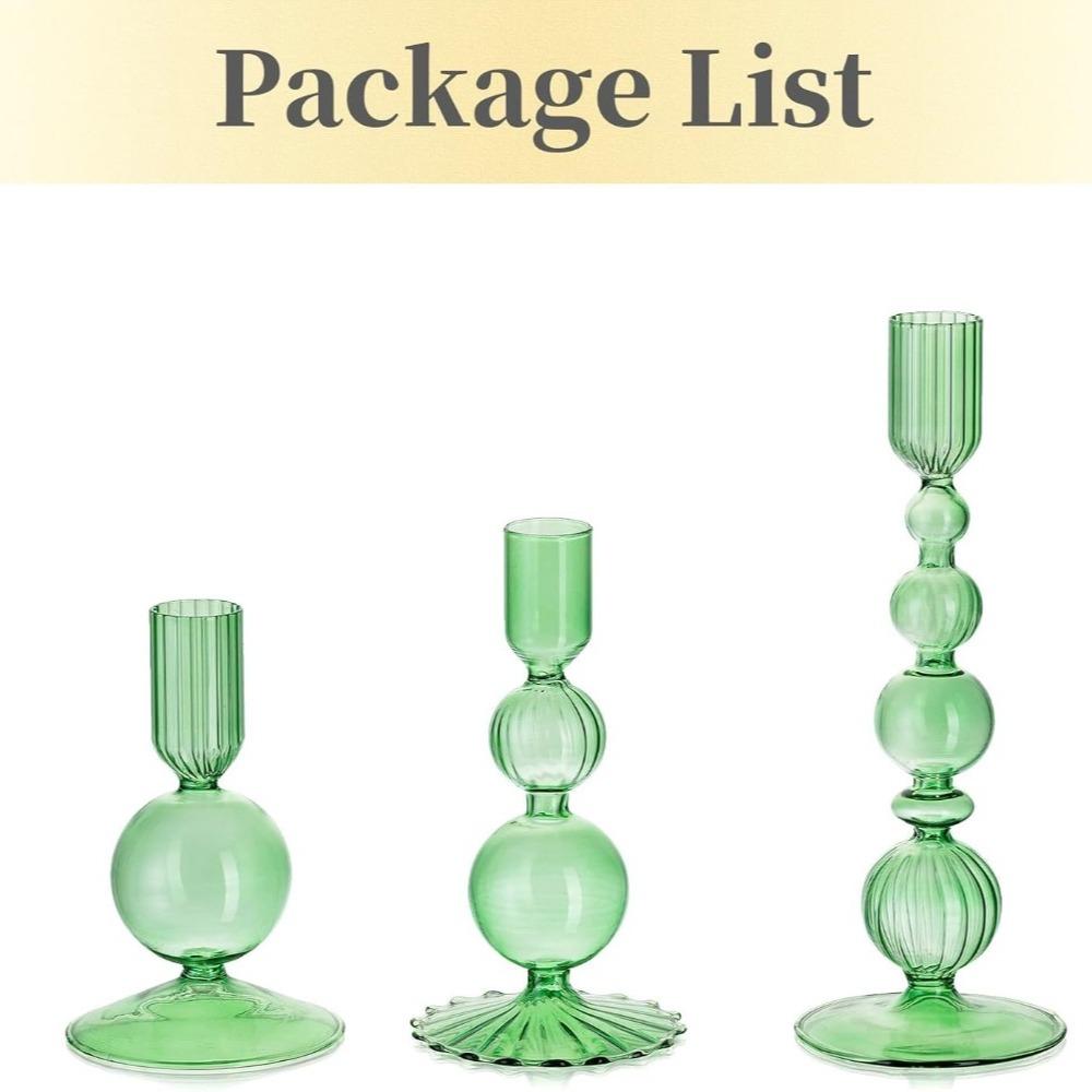 3pcs Glass Tapered Clear Candle Sticks Holder Modern Ribbed Candle Holders for Table Centerpiece Wedding Home Decorations