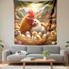 "Farm Scene with Chickens and Ducklings" Patterned Tapestry Decorative Wall Hanging, Home Bedroom Living Room Decor