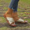 5 Summer New Round Head Crossed Flat-bottomed Slippers Women's Large Size Simple Woven Beach Cool Slippers Batch