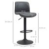 Bar Stools Set Of 2 PU Leather Barstools With Backrest And Footrest For Kitchen Counter Breakfast Bar Dark Grey