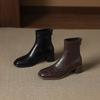 Krazing Pot Botines Chelsea de Puntera Cuadrada con Tacón Grueso de Microfibra Talla 42 Cremallera Decoración Plisada para Mujer Botines Elásticos en el Tobillo