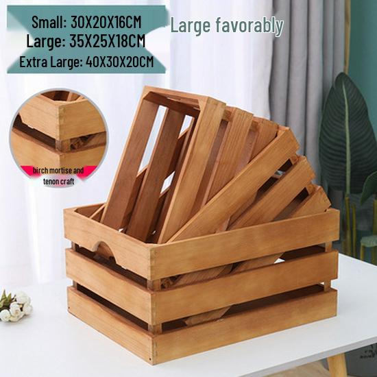 Distressed Wooden Rectangular Basket for Fruit & Vegetable Display