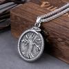 Vintage Viking Tree of Life Ouroboros Dragon Necklace Men Stainless Steel Odin Symbol Amulet Pendant Necklace Male Jewelry Gift