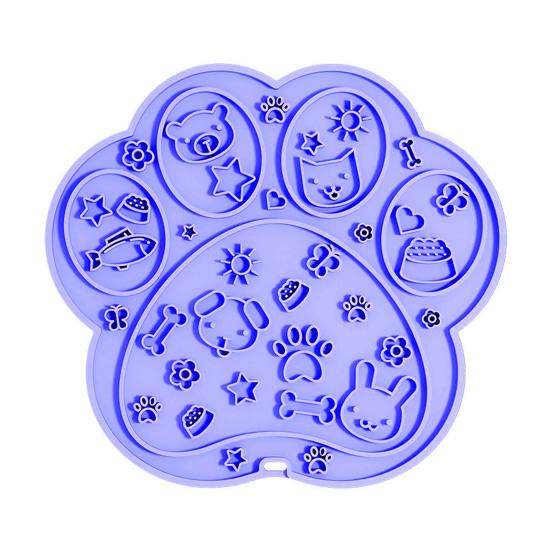 

Dogs Cats Silicone Lick Mat Anti-choking Anxiety Relief Square Paw Shape Pet Food Mat with Suction Cup Slow Eating Puzzle Feeder Licking Mat A фіолетовий