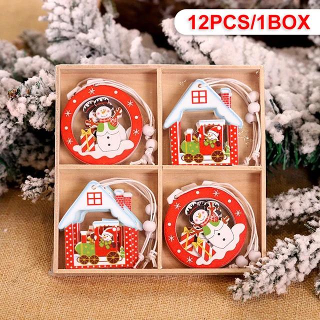 12Pcs Gingerbread Man Wooden Ornaments Xmas Tree Hanging Pendant Merry Christmas Decor for Home Party Navidad Gift New Year 2025