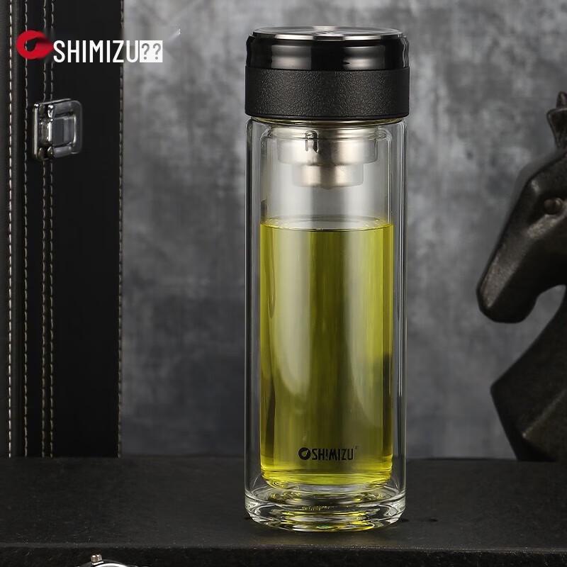 

SHIMIZU Double-Layer Glass Water Bottle with Filter