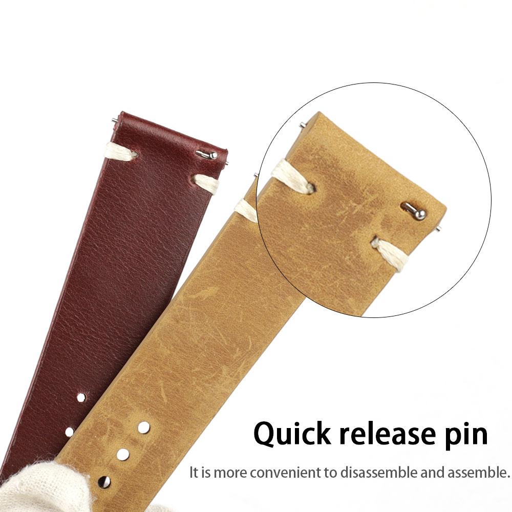 Retro Oil Wax Genuine Leather Watchband 18mm 20mm 22mm 24mm Quick Release Calfskin Watch Strap for Men Wristband Watch Accessory