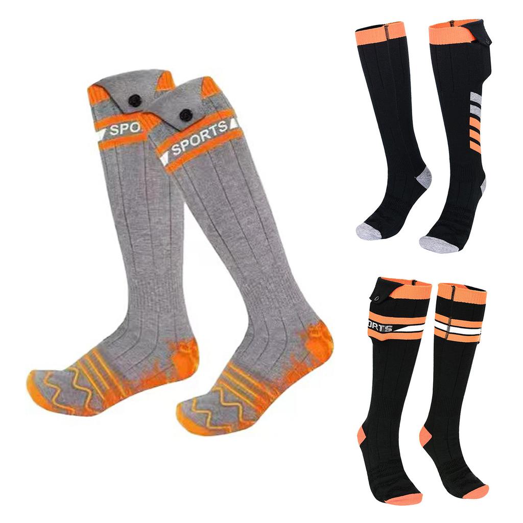 5000mAh Battery Powered Heated Socks with App Control 3 Heating Level for Winter Sports Black Stripe Electric Stockings