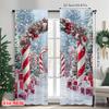 2 Stück 2D Flachdruck Frohe Weihnachten Vorhänge Zuckerstangen Weihnachtssüßigkeiten 100% Polyester Ohne Strom Frühlingsparty &