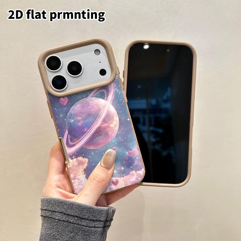 Phone Case: 2D flat lambskin suitable for iPhone 18 17 16 15 14 13 Pro cases, dreamy universe, hugging double bears, Christmas and Halloween gifts