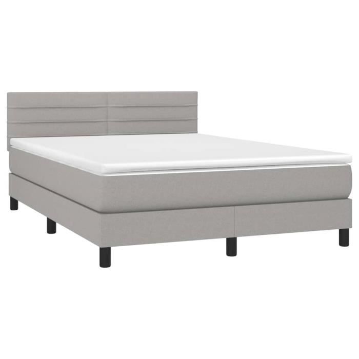 VidaXL Lit à sommier tapissier avec matelas Gris clair 140x200cm Tissu - Modèle 3140137