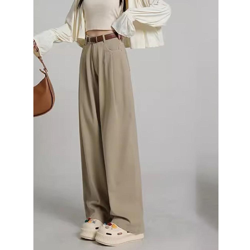 

Универсальные джинсы широкого кроя женские весенне-осенние новые тонкие плиссированные джинсы с высокой посадкой, лениво волочащиеся по полу XL хаки