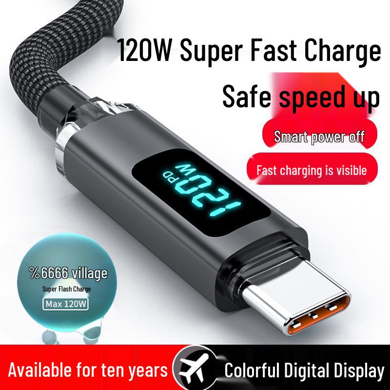 120W USB-C Super Fast Charging Cable for Huawei Honor Phones with 6A Flash Charging