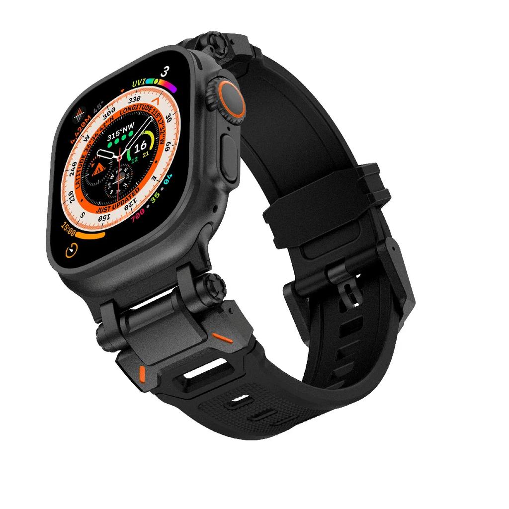Soft Strap for Apple Watch Ultra 2 Band 49mm 45mm 44mm 42mm Metal Stainless Steel Connector TPU Bracelet Iwatch 9 8 7 6 SE 5 4