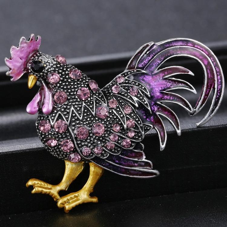 Fashion Alloy Color Big Rooster Brooch Female Clothing Accessories Color Animal Brooches