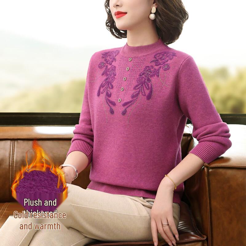 

Вязаный пуловер с плюшевой подкладкой для женщин в стиле ретро XL