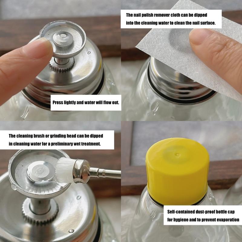 2pcs Professional Manicure Glass Bottle Set Non Drip Press System Practical Glass for Nail Salon Use