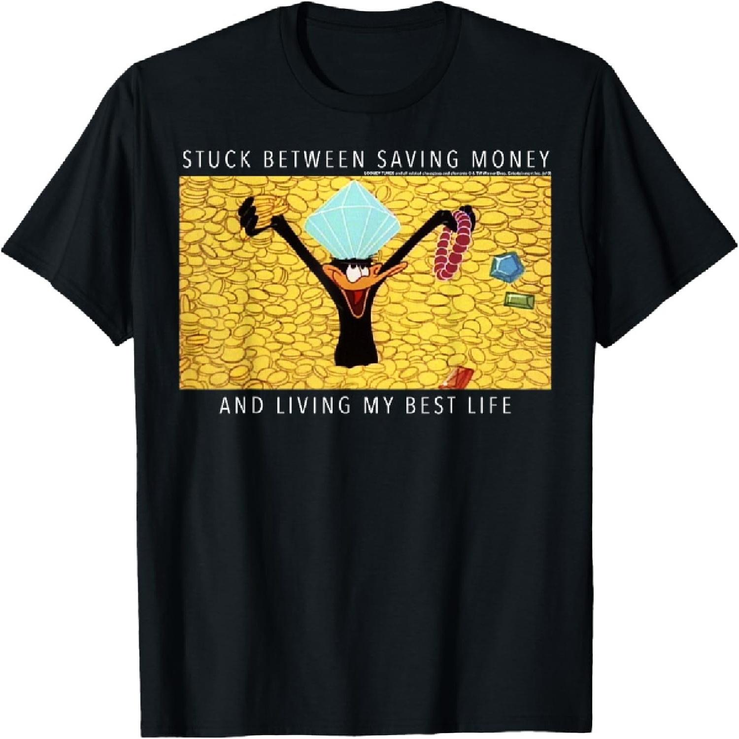 

Looney Tunes Daffy Duck Stuck Between Saving Money Meme T-Shirt XXXXXL різнокольоровий