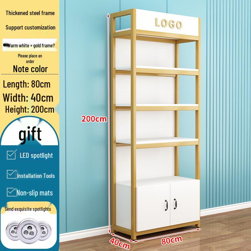 Steel-Wood Multi-Layer Floor Display Rack for Cosmetics and Baby Store
