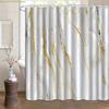 1pc Elegant Marble Pattern Shower Curtain with Hooks - Machine Washable Polyester, Golden & White Design, Perfect for Bathroom