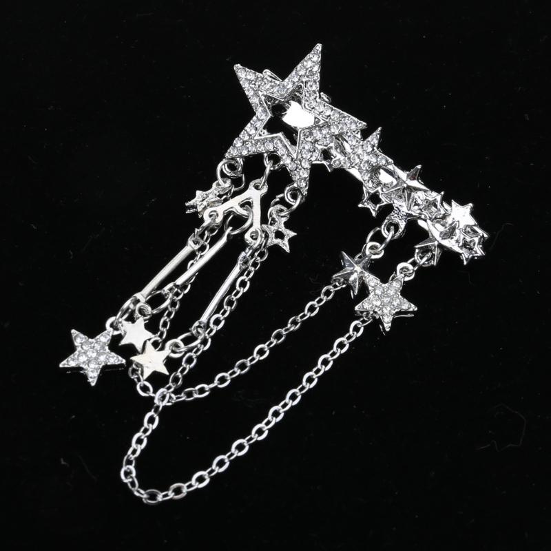 Punk Hair Clip for Women Girl Vintage Crystal Star Tassel Hairpins Harajuku Y2K Fashion Headwear Hair Jewelry Accessory