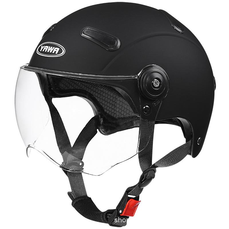 

3C Certified electric vehicle helmet for men and women, suitable for all seasons, motorcycle and electric scooter safety helmet, retro summer half Long-Lens