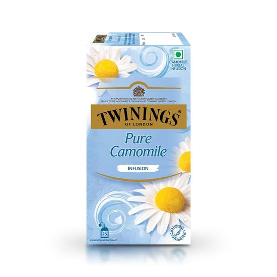 Twinings Pure Chamomile Tea, 25 Tea Bags| Caffeine-Free| Flower Based Infusion| Relieves Anxiety| Promotes Good Sleep | Pack of 1
