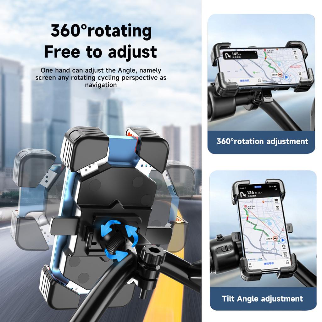 Adjustable Bike Phone Mount Stand Scooter Phone Clip Motorcycles Handlebar Phone Clamps 360°Rotation Bike Phone Holder