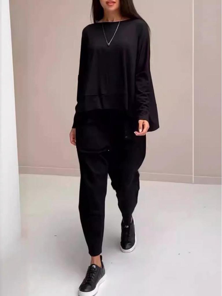 2024 Fall Trendy Lace-Up Multi-Pocket Solid Color Casual Sports Pants Set