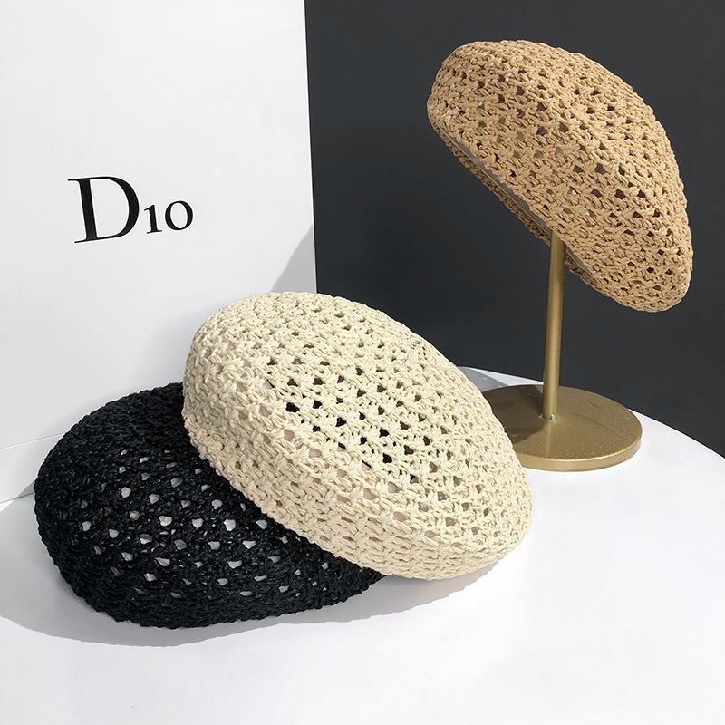 Simple Hollow Breathable Summer Beret Hat For Women Outdoor Female Sunshade Painter Hat British Style Bonnets Bonia Cap Gift
